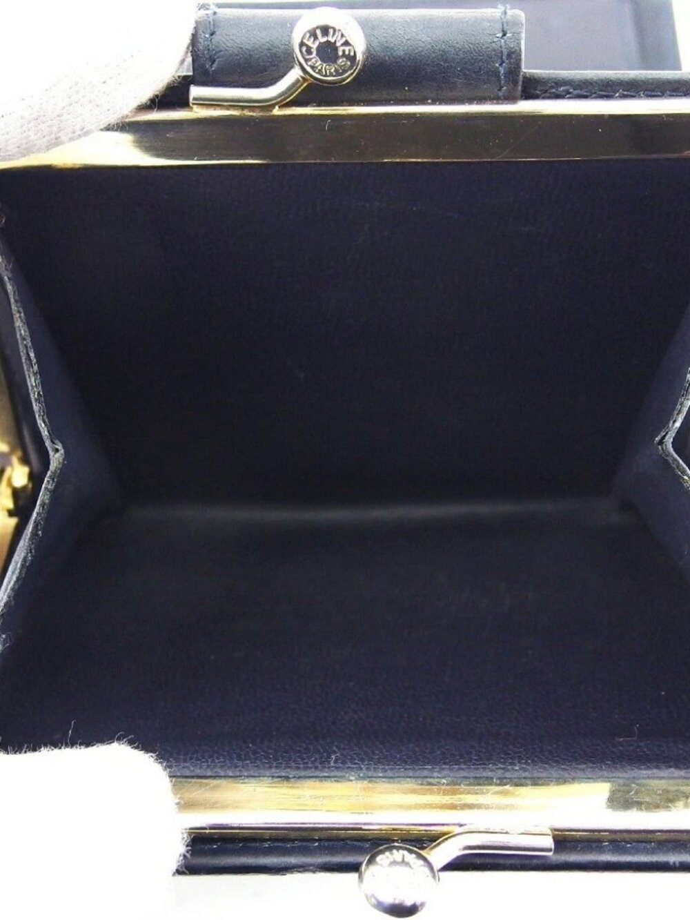 CELINE Bifold Wallet Navy Gold Silver Women Authentic secondhand - Picture 3 of 7